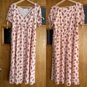 Madewell Tie-Sleeve Ruffle-Waist Midi Dress in Countryside Blooms